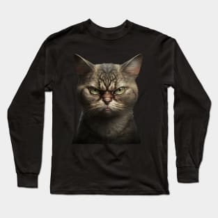 Funny Annyoyed Cat Face, Love Cats Long Sleeve T-Shirt